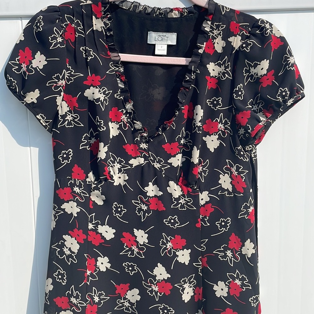 Ann Taylor black floral dress size 2 vintage
